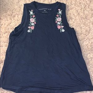aeropostale navy floral embroidered tank